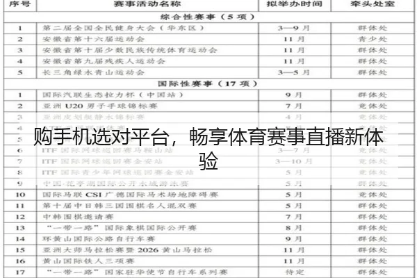 购手机选对平台，畅享体育赛事直播新体验